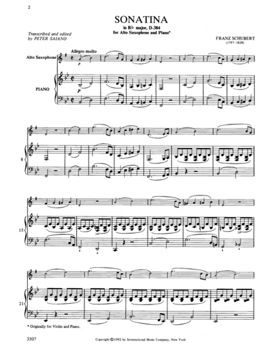 Sonatina In B Flat Minor, D. 385