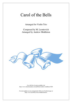 Carol of the Bells arranged for Violin Trio