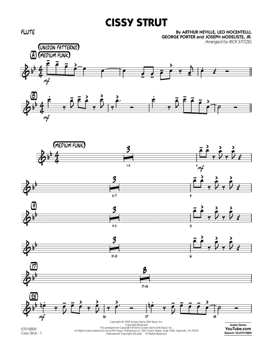 Cissy Strut - Flute Cissy Strut - Flute Flute scores gallery preview page 1