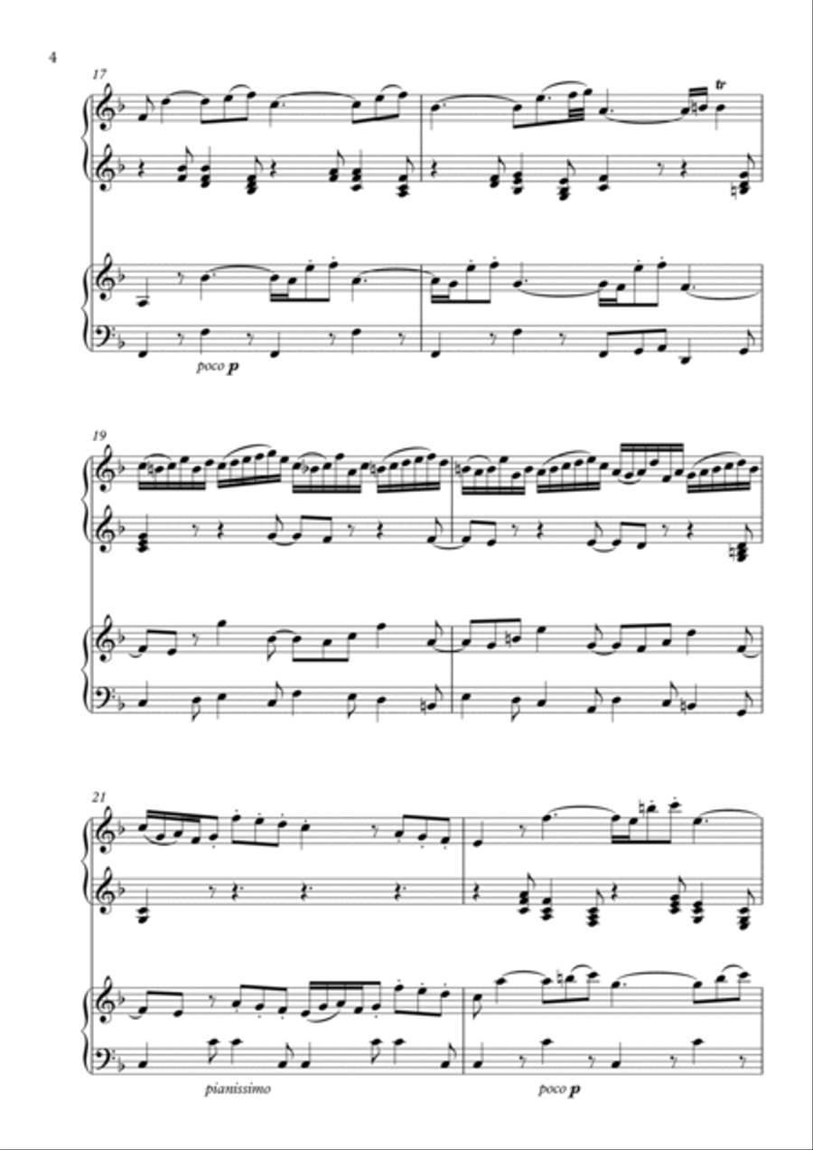 Double Violin Concerto in D minor (BWV 1043) - 2nd Movt - arranged for 2 pianos Violin Solo scores gallery preview page 4