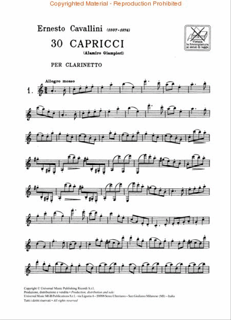 30 Capriccios 30 Capriccios Clarinet Solo scores gallery preview page 2