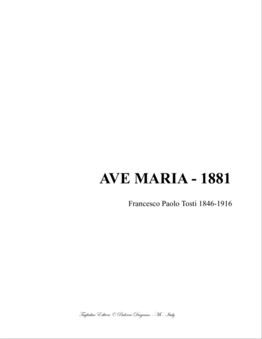 AVE MARIA - 1881 - F.P Tosti - For Soprano and piano High Voice scores gallery preview page 1