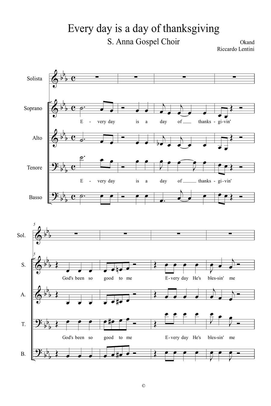 Every day is a day of thanksgiving 4-Part scores gallery preview page 1