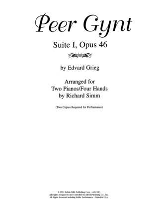 Book cover for Peer Gynt (Suite I, Opus 46) - Piano Duo (2 Pianos, 4 Hands)