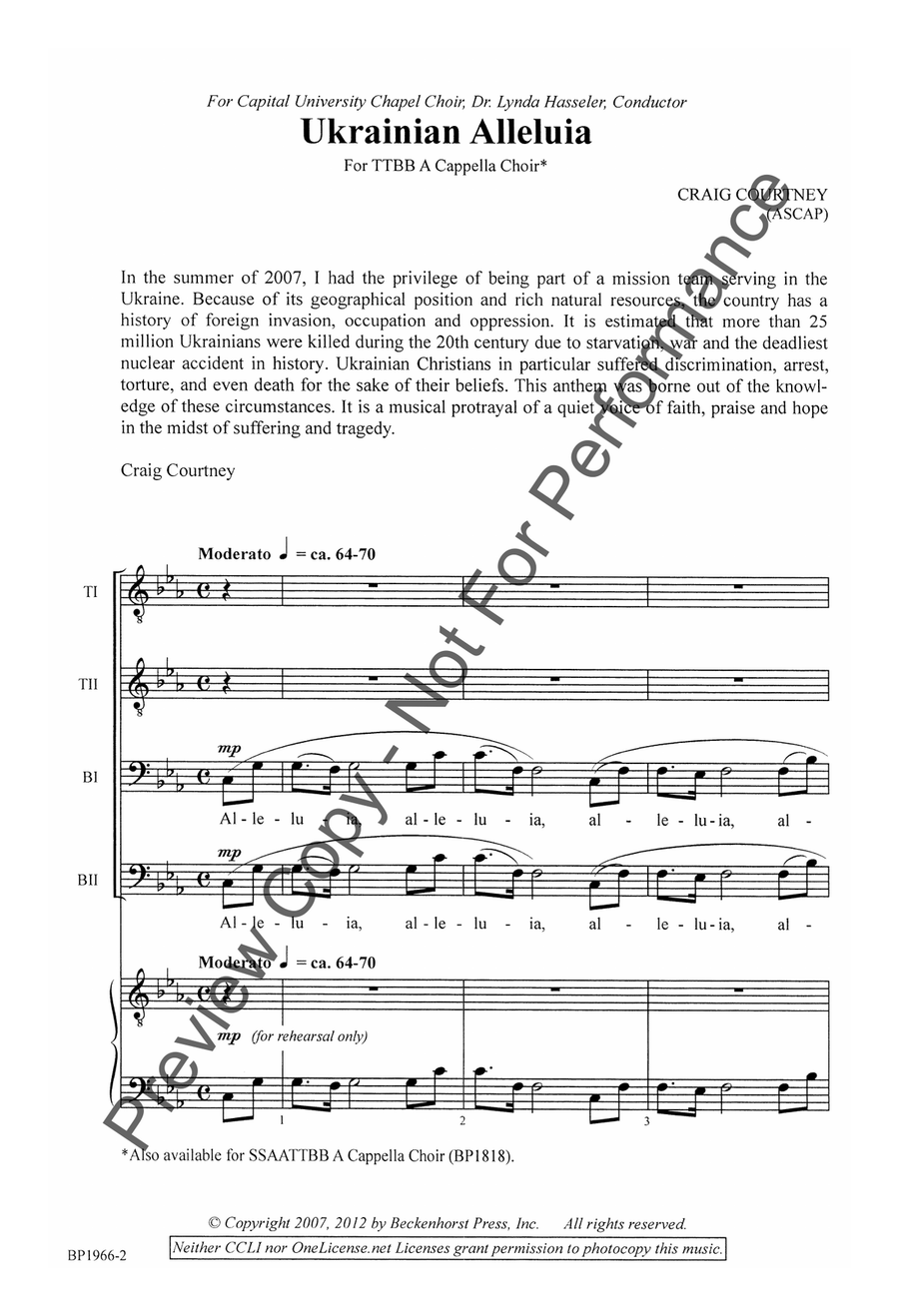 Ukrainian Alleluia - TTBB TTBB scores gallery preview page 2