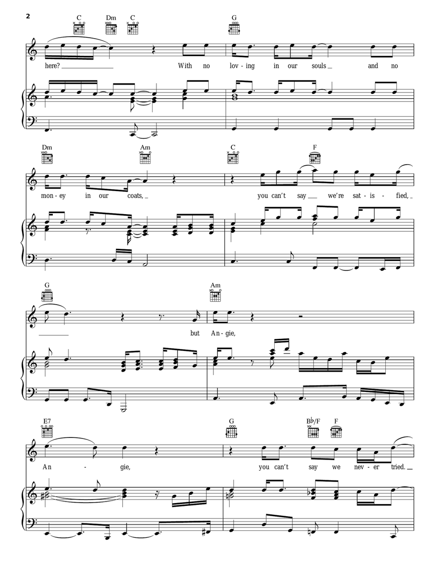 Angie Piano, Vocal, Guitar scores gallery preview page 2