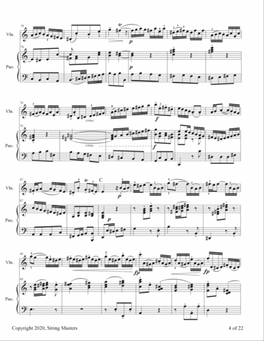 Bach, Concerto in A minor, BWV 1041, Violin & Piano Violin scores gallery preview page 4