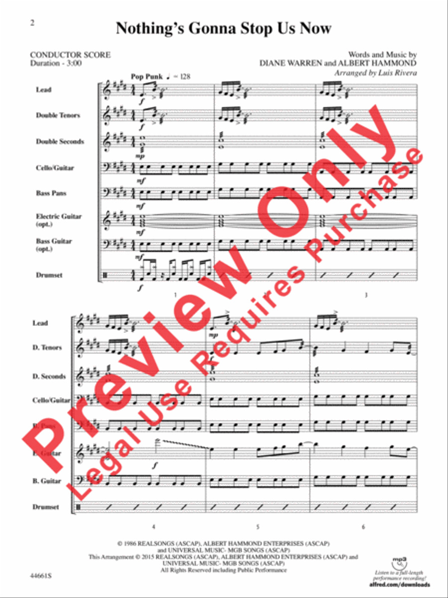 Nothing's Gonna Stop Us Now Steel Drum Band scores gallery preview page 3