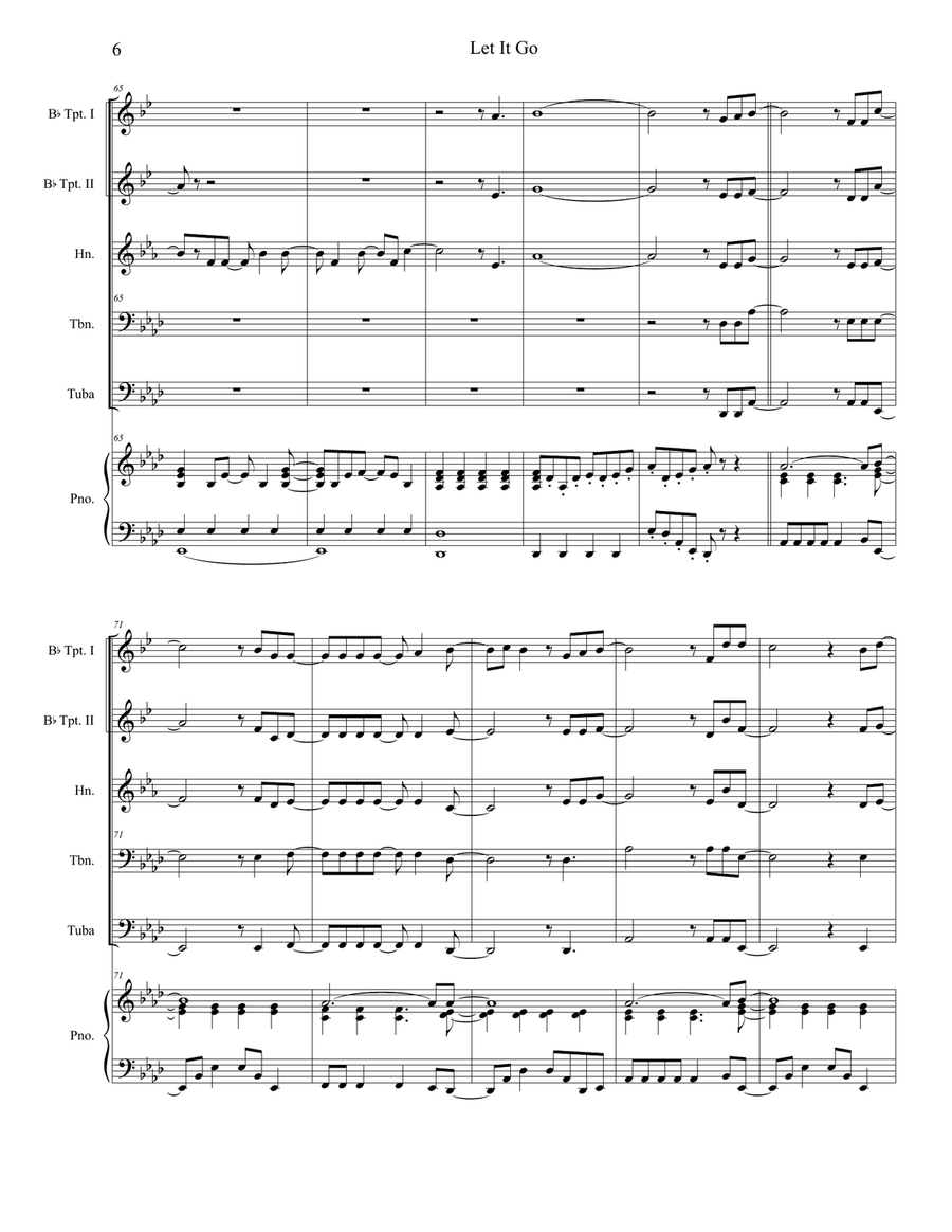 Let It Go (from Frozen) Brass Ensemble scores gallery preview page 6
