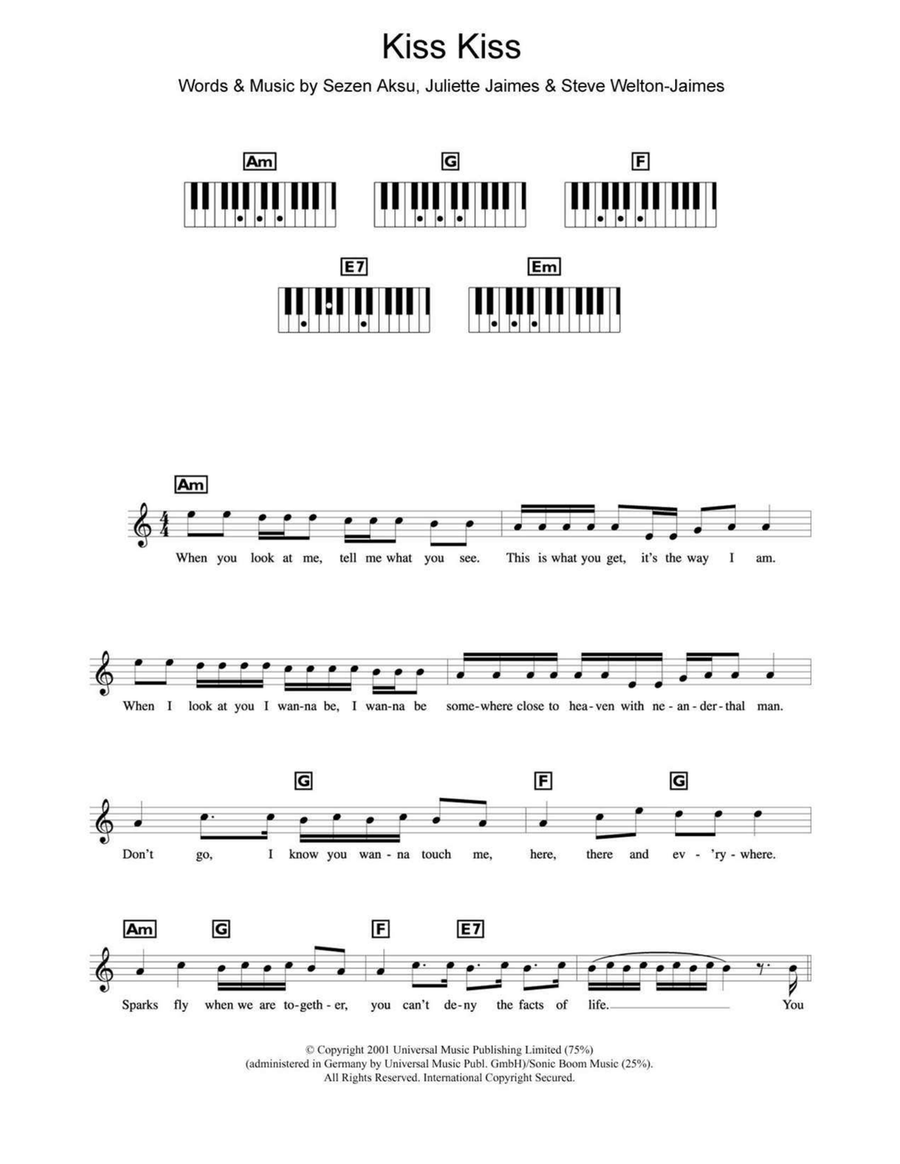 Kiss Kiss Piano scores gallery preview page 1