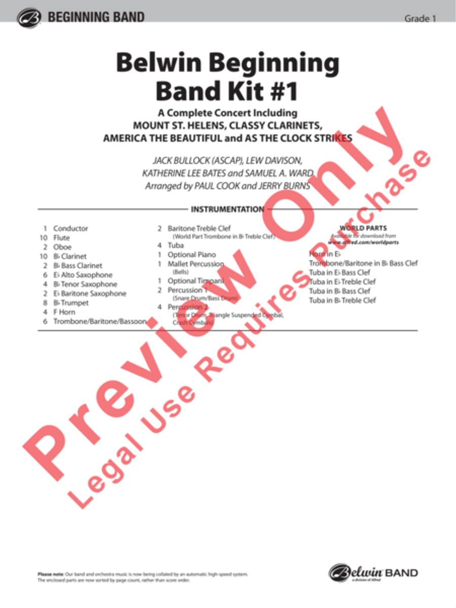 Belwin Beginning Band Kit #1 Concert Band scores gallery preview page 2