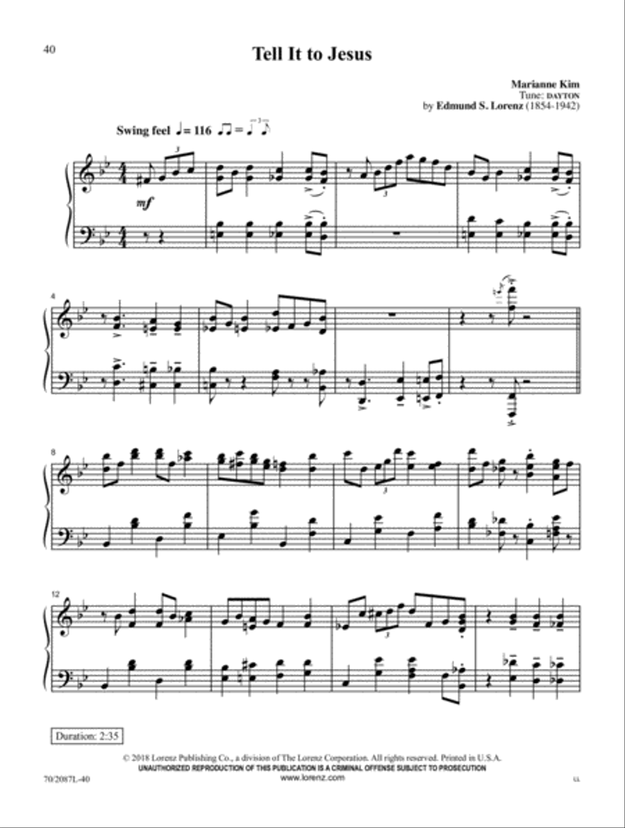 Tell It to Jesus Piano Solo scores gallery preview page 10