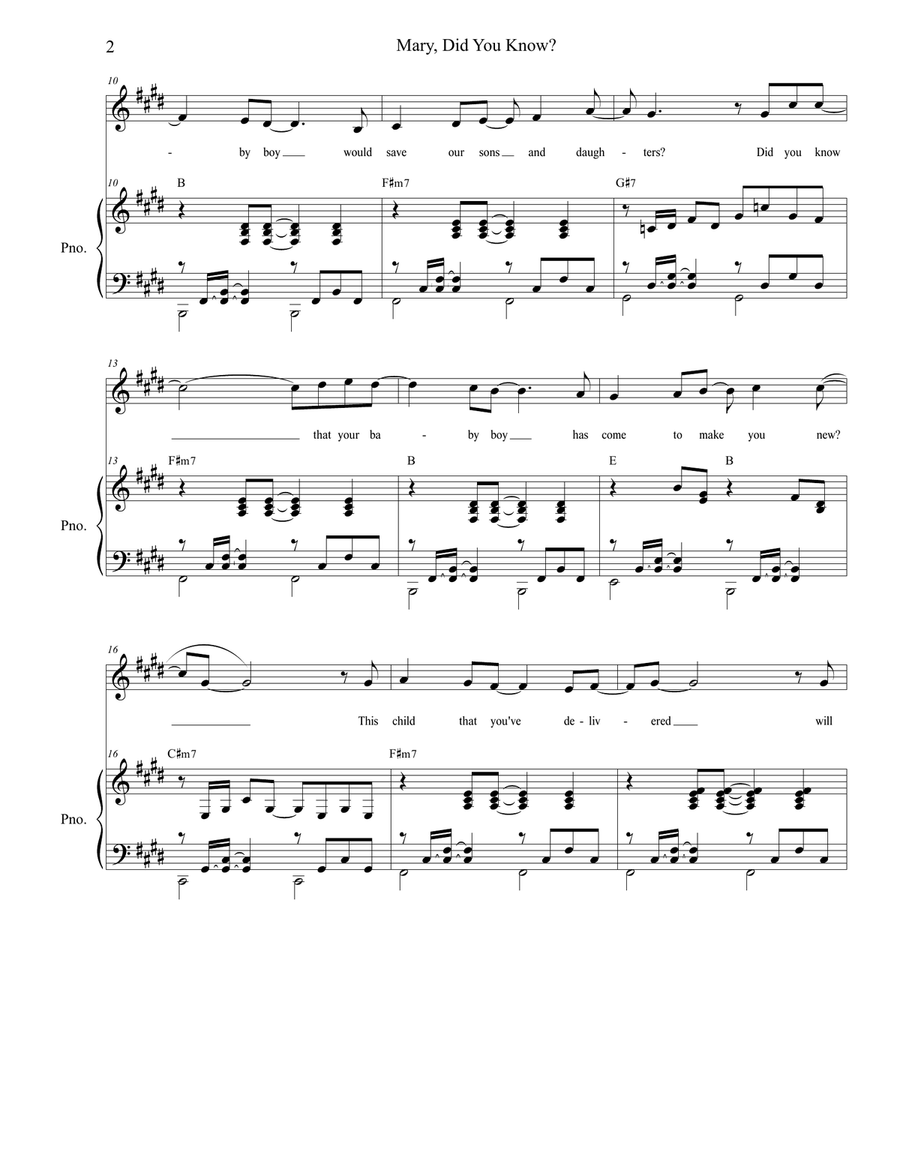 Mary, Did You Know? Mary, Did You Know? Piano, Vocal scores gallery preview page 2