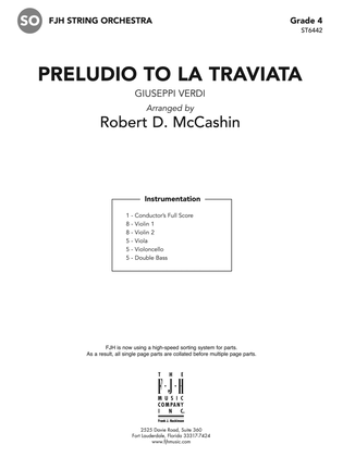 Book cover for Preludio to La Traviata: Score