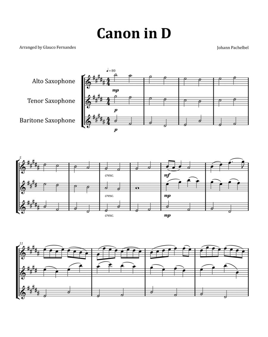 Canon by Pachelbel - Saxophone Trio image number null