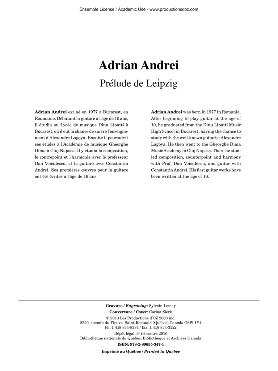 Prélude de Leipzig Classical Guitar scores gallery preview page 1