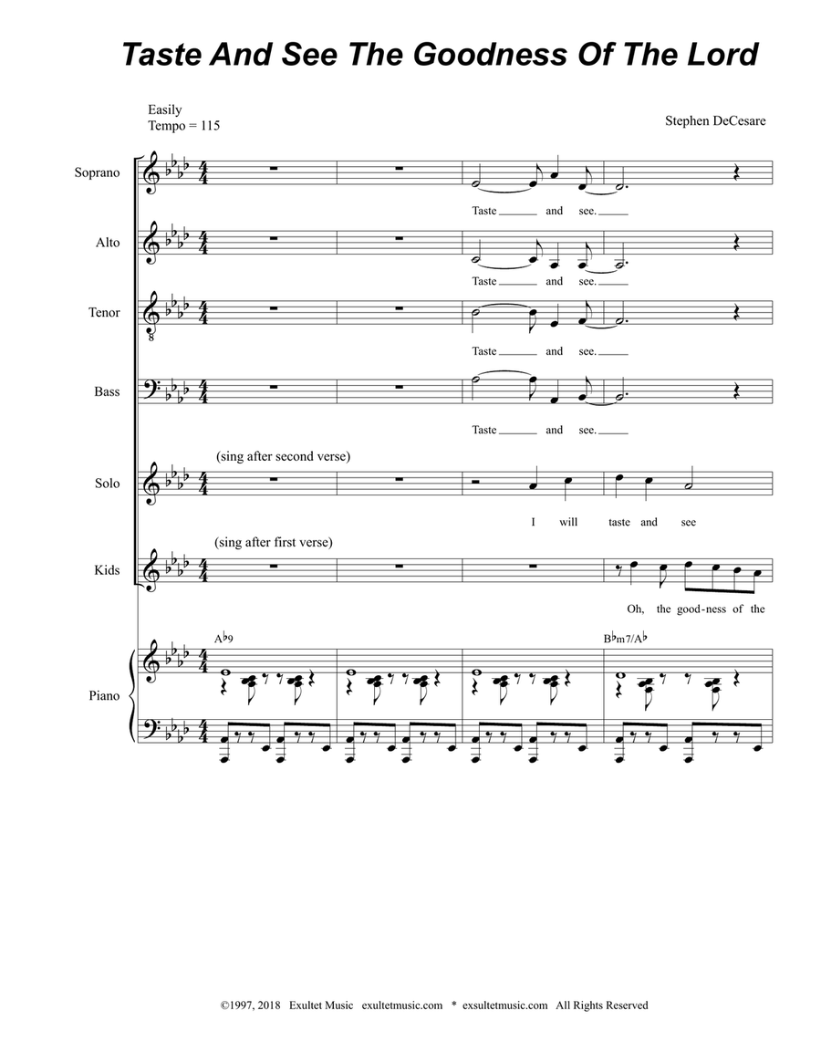 Book cover for Taste And See The Goodness Of The Lord (Solo and SATB)