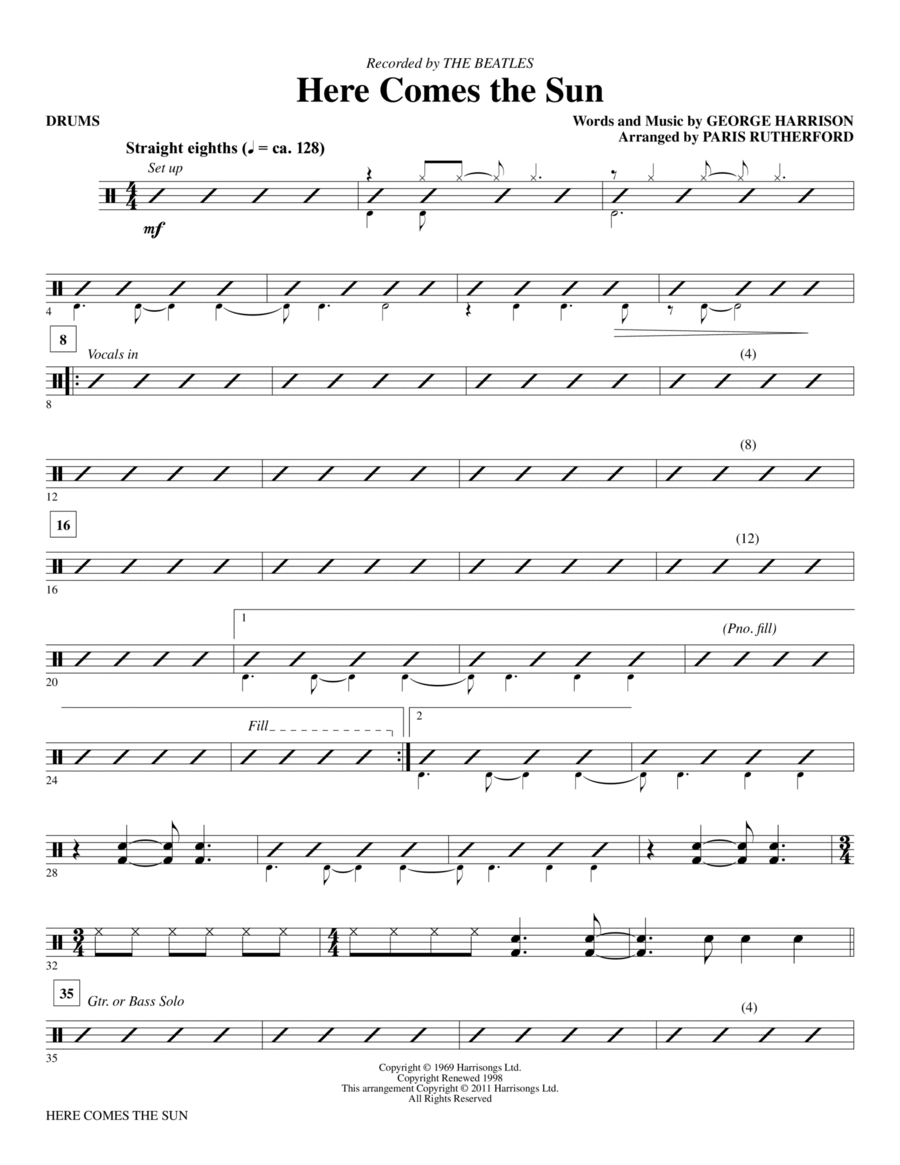 Here Comes The Sun - Drums Choir scores gallery preview page 1