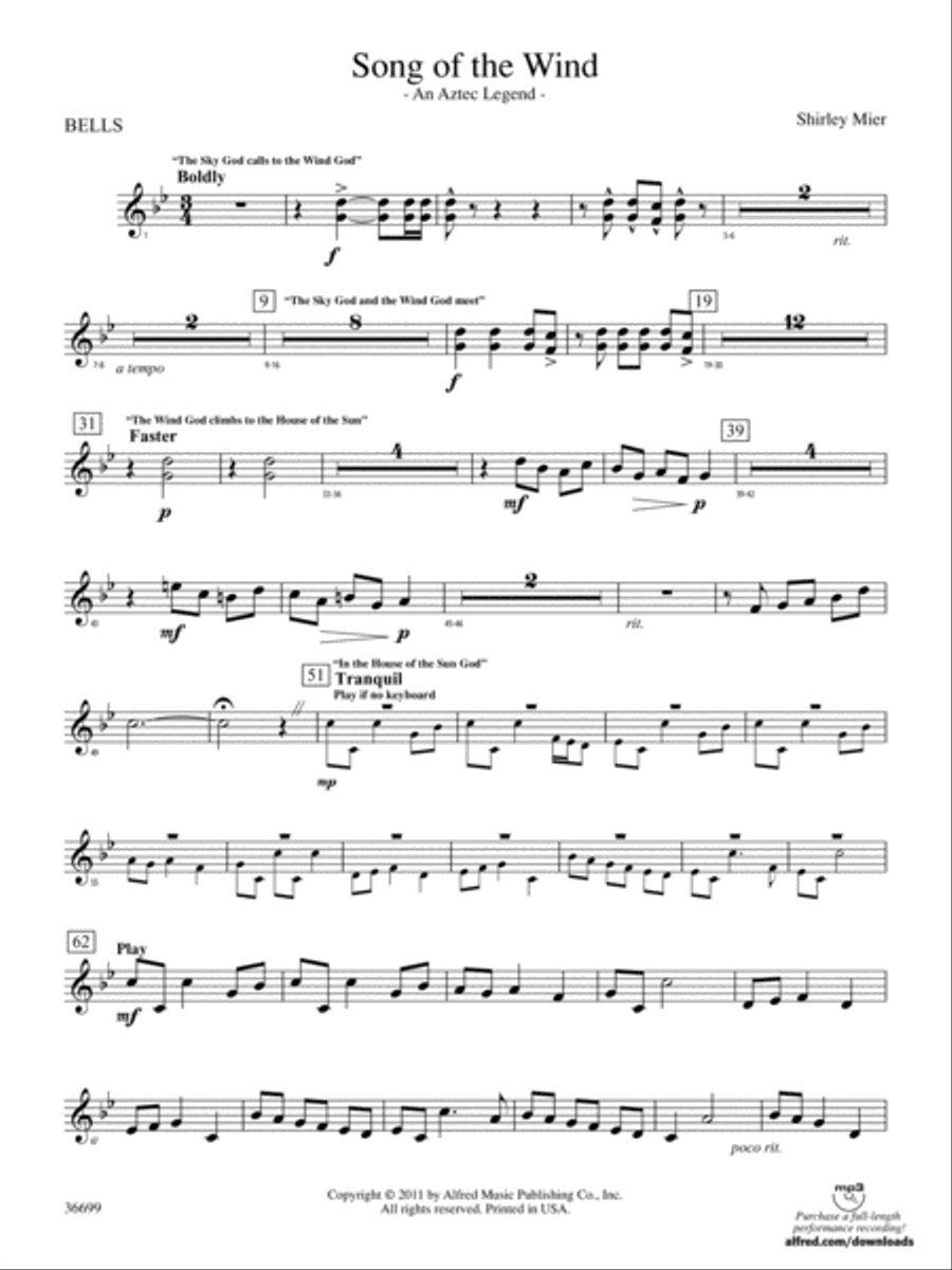 Song of the Wind: Bells Concert Band scores gallery preview page 1