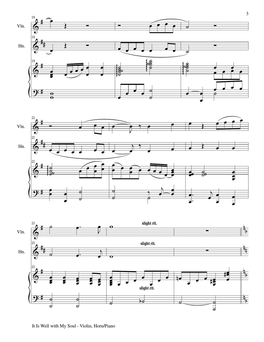 IT IS WELL WITH MY SOUL (Trio - Violin, Horn, Piano with Score and Parts) Small Ensemble scores gallery preview page 3