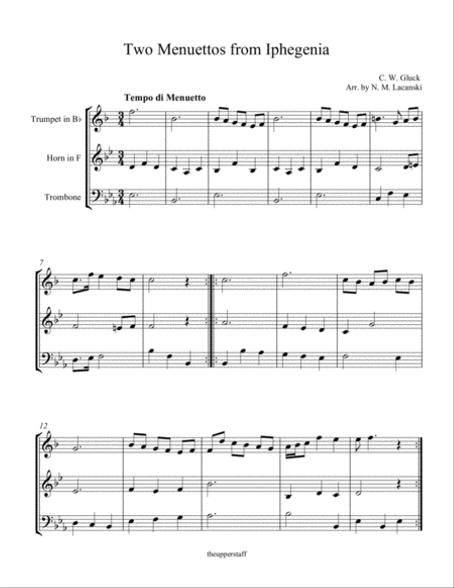 Two Menuettos from Iphegenia Brass Ensemble scores gallery preview page 1