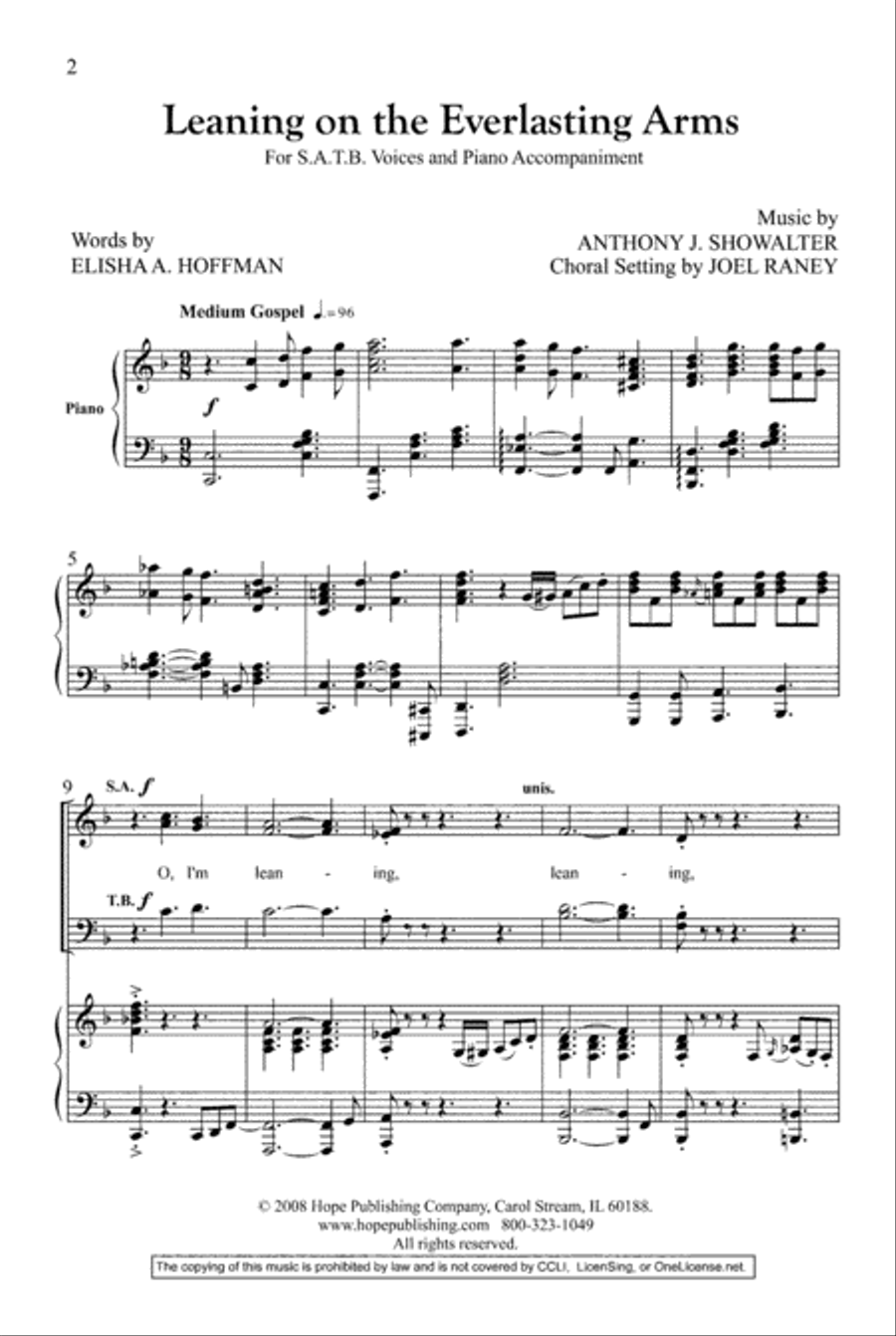 Leaning on the Everlasting Arms 4-Part scores gallery preview page 2