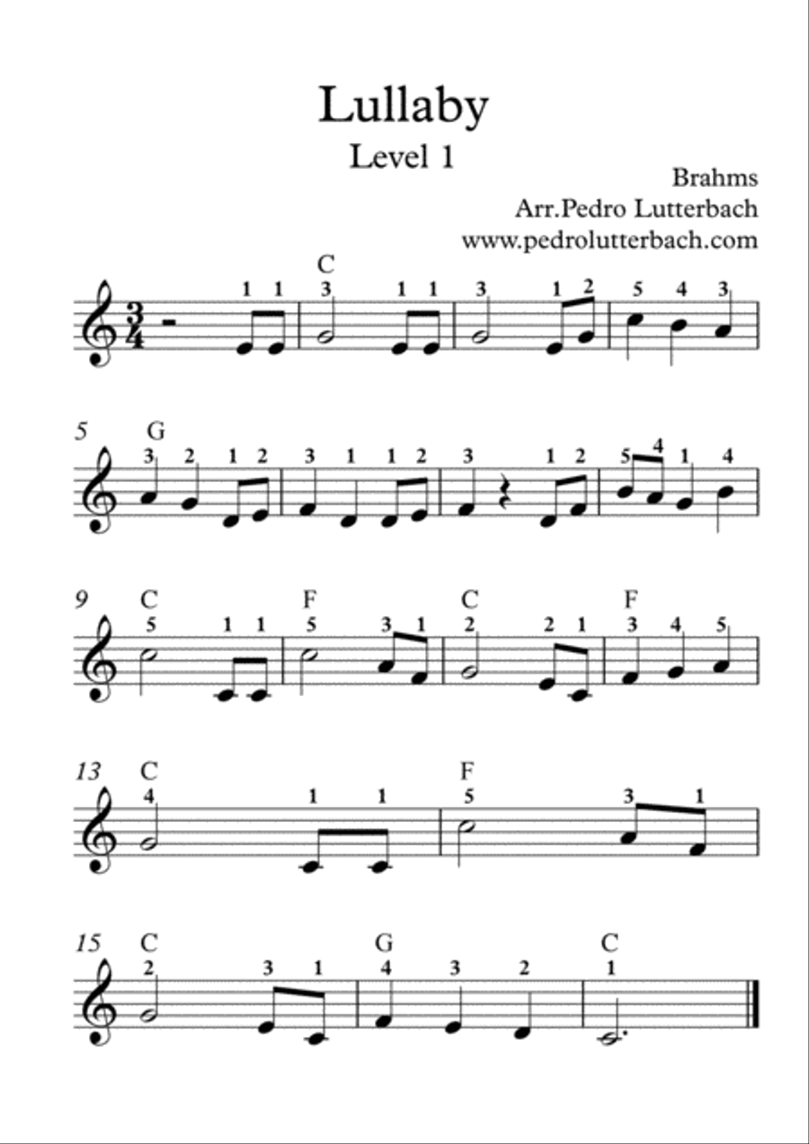 Lullaby Easy Piano scores gallery preview page 1