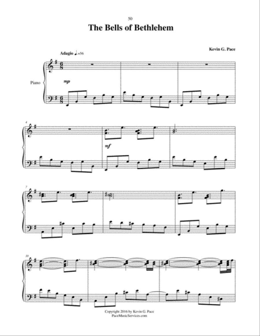 The Bells of Bethlehem - piano solo Piano Solo scores gallery preview page 1