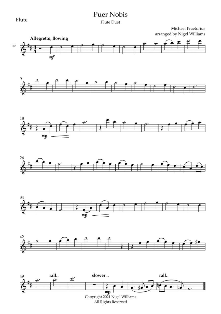 Puer Nobis Flute Duet scores gallery preview page 1