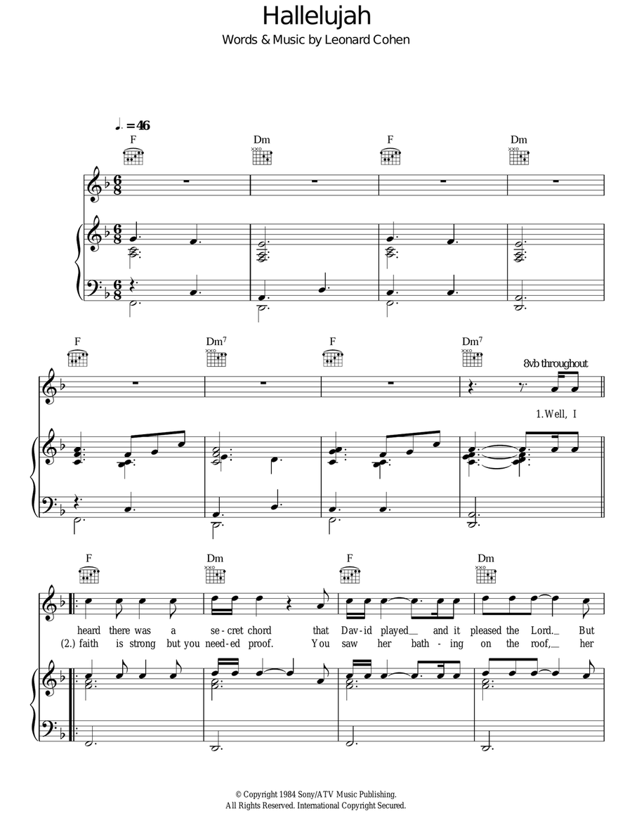 Hallelujah Hallelujah Acoustic Guitar scores gallery preview page 1