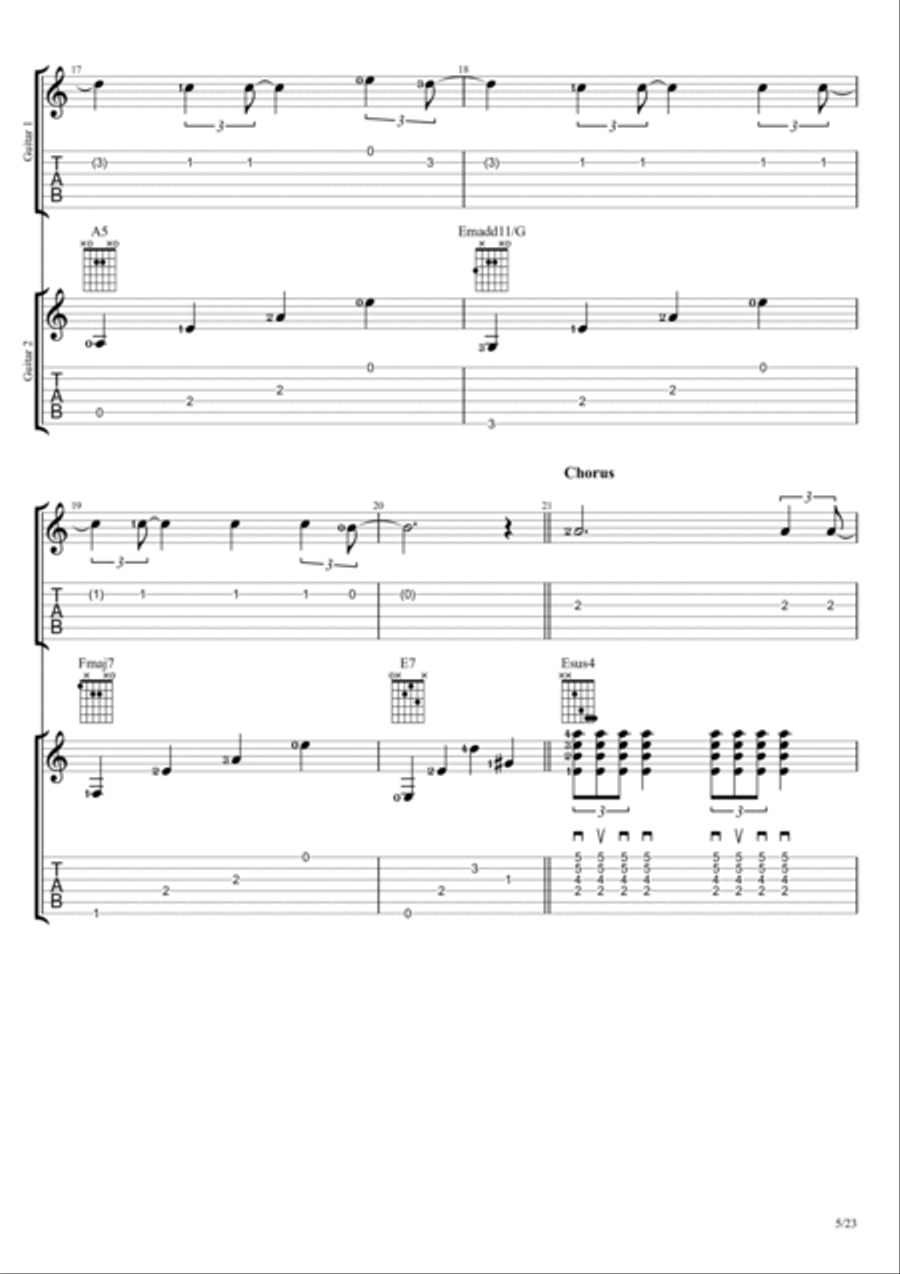 Warriors Guitar Tablature scores gallery preview page 5