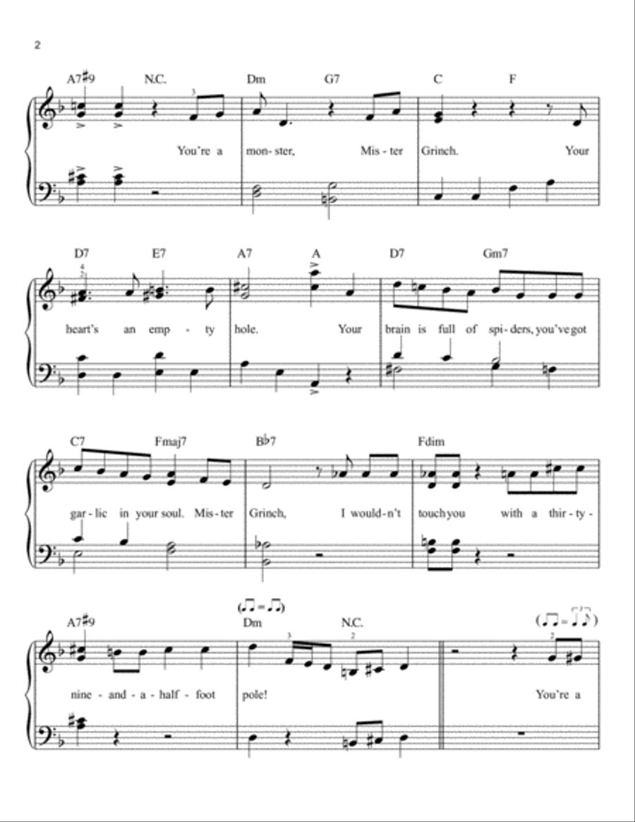 You're A Mean One, Mr. Grinch Voice scores gallery preview page 2
