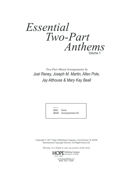 Essential Two-Part Anthems, Vol. 1