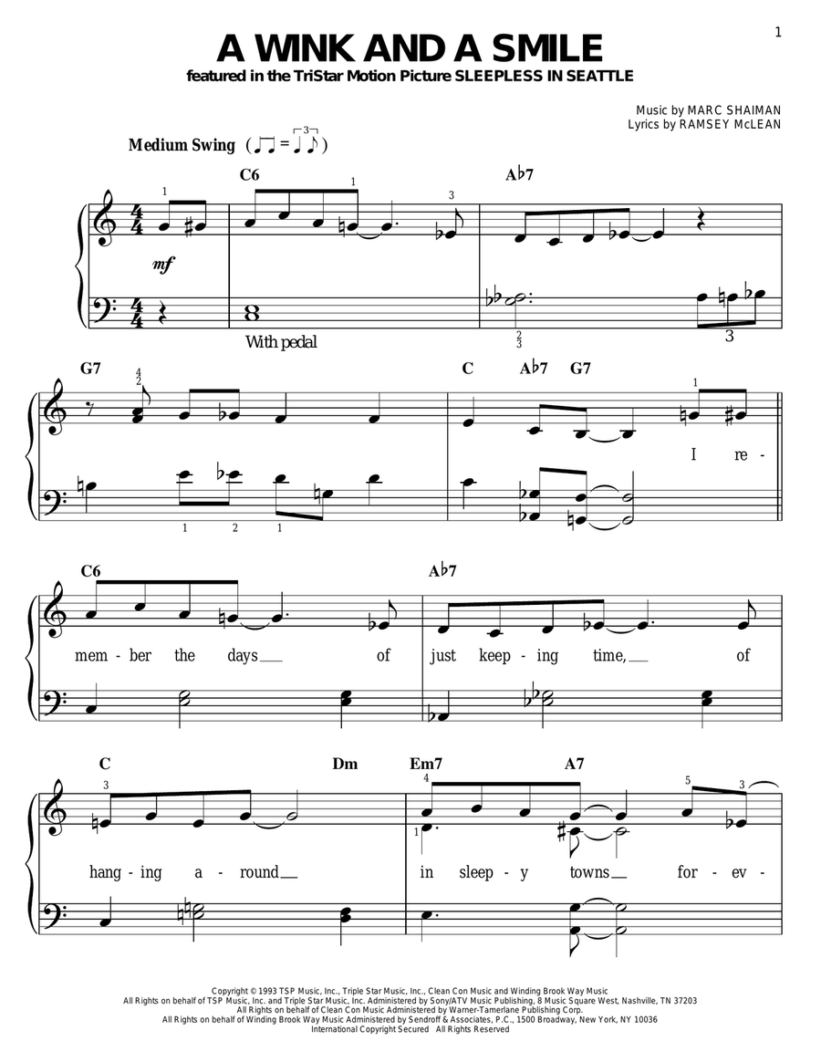 A Wink And A Smile Easy Piano scores gallery preview page 1
