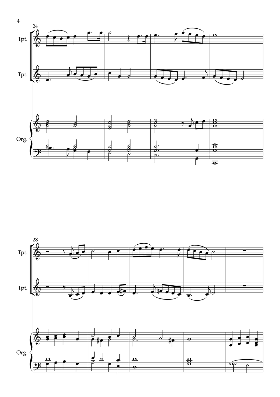 Christ The Lord Is Risen Today (Lyra Davidica), for Trumpet Duet and Organ Trumpet Duet scores gallery preview page 4