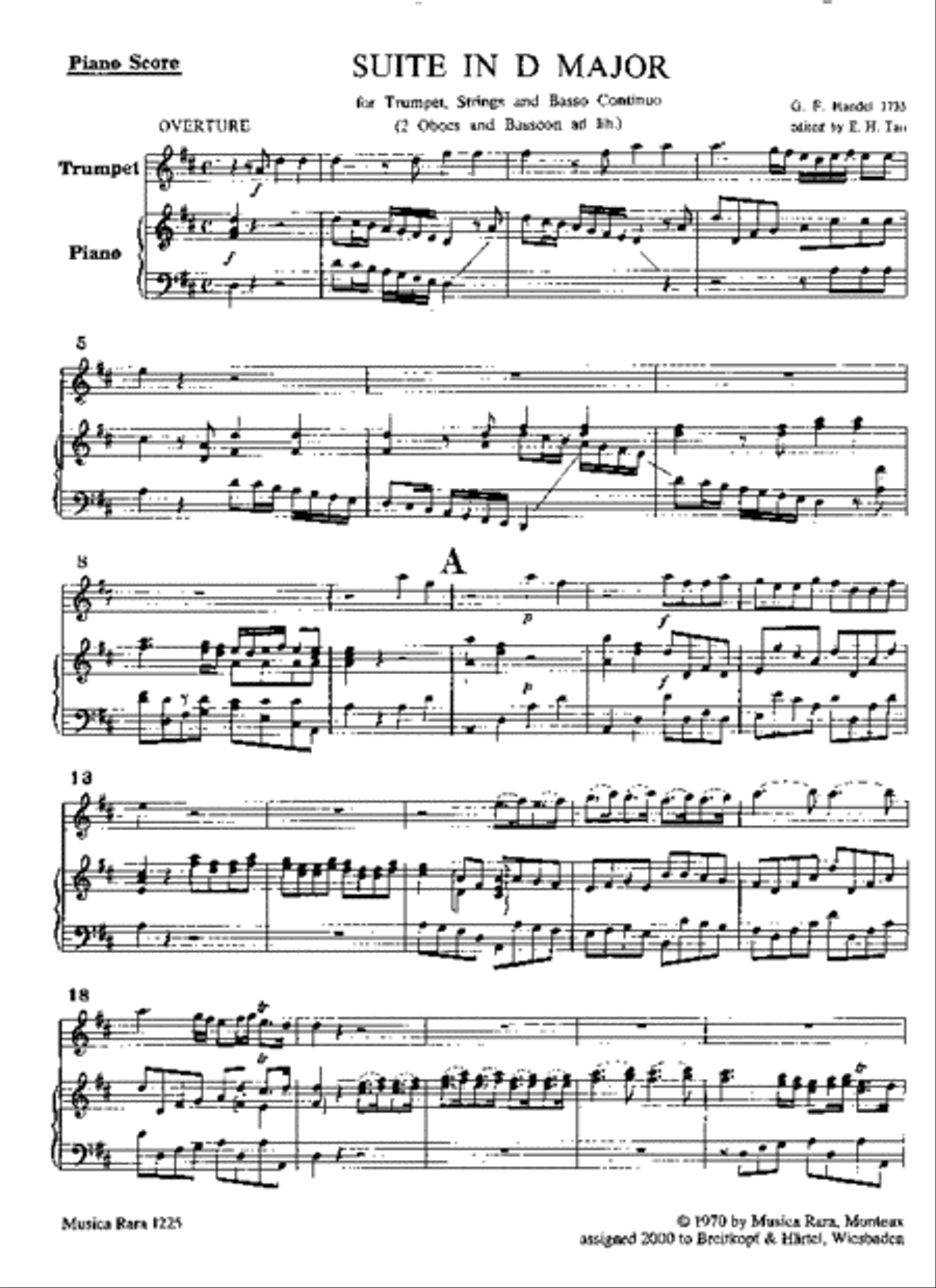 Suite in D major HWV 341 Trumpet Solo scores gallery preview page 2