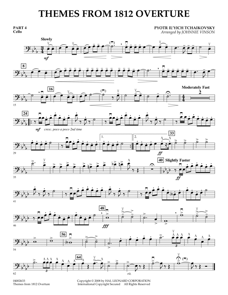 Themes from 1812 Overture - Pt.4 - Cello Concert Band scores gallery preview page 1