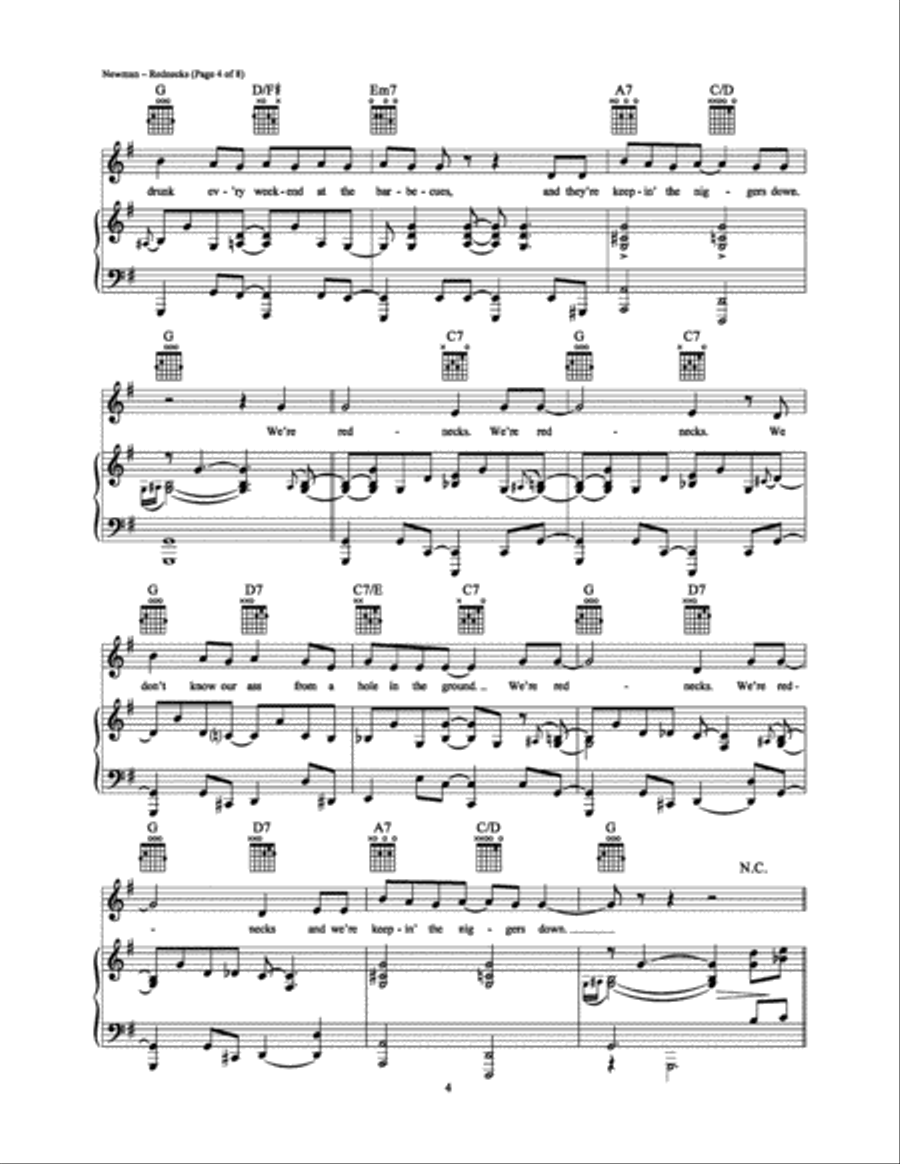Rednecks Piano, Vocal, Guitar scores gallery preview page 4