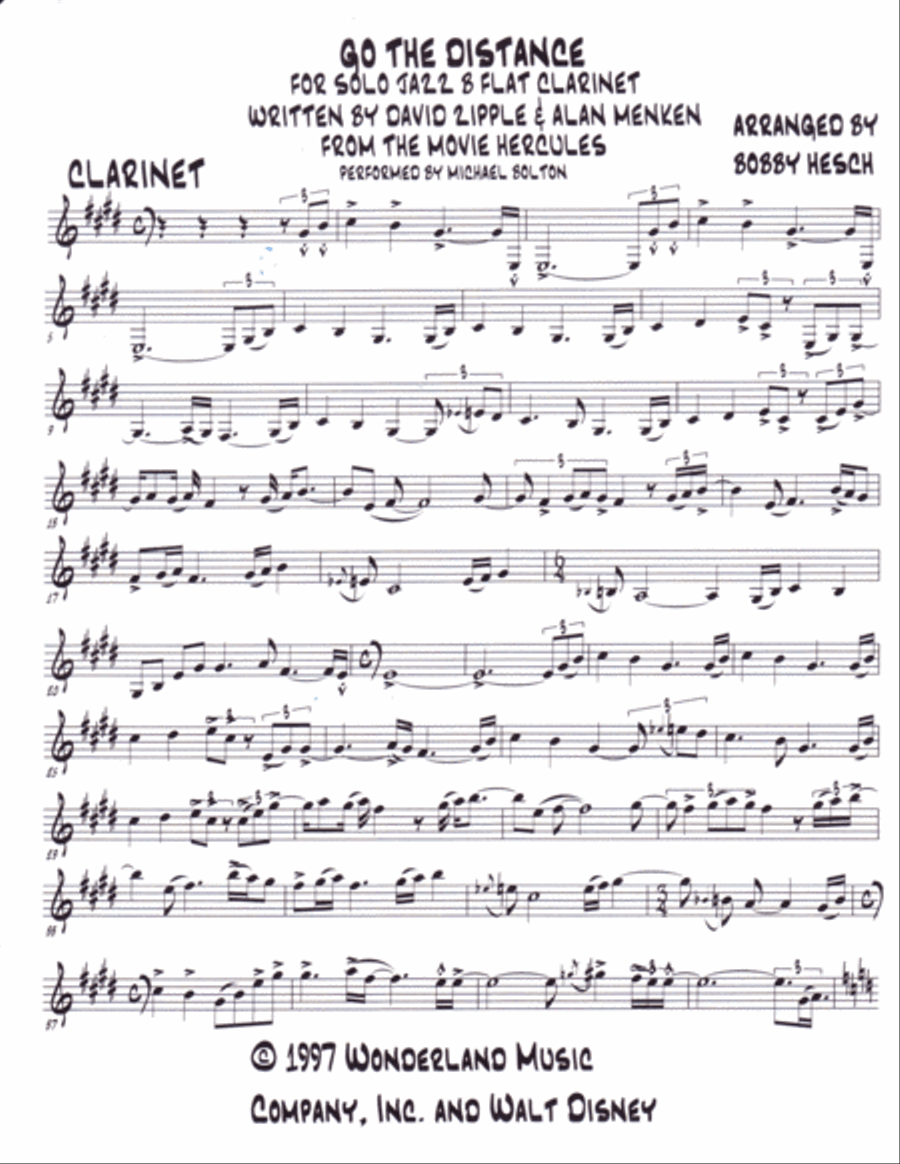 Go The Distance Clarinet Solo scores gallery preview page 2