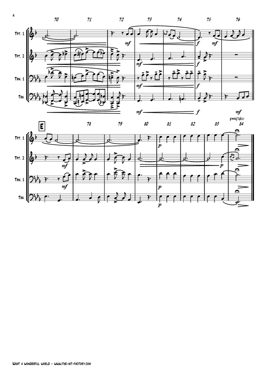 What A Wonderful World Brass Ensemble scores gallery preview page 4