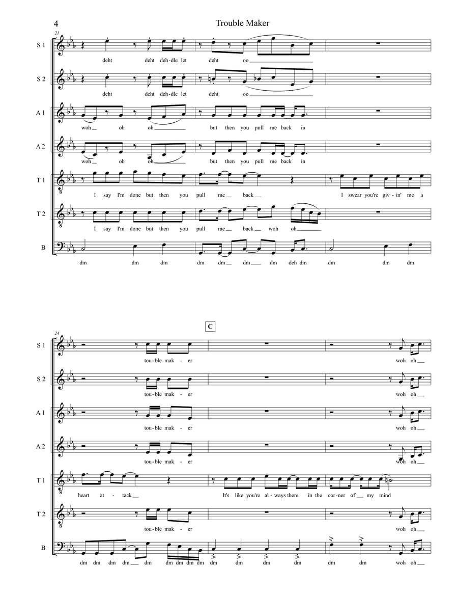 Troublemaker 4-Part scores gallery preview page 4