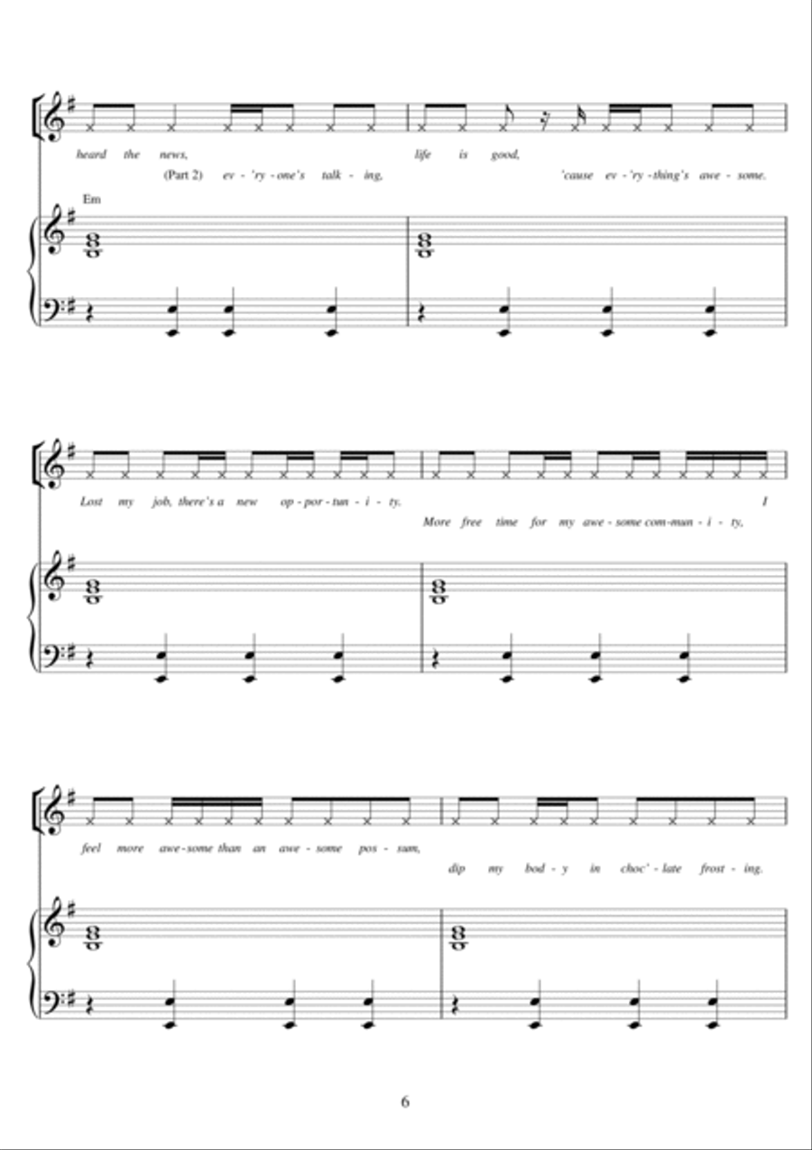 Everything Is Awesome (from The Lego Movie) (feat. The Lonely Island) Choir scores gallery preview page 6