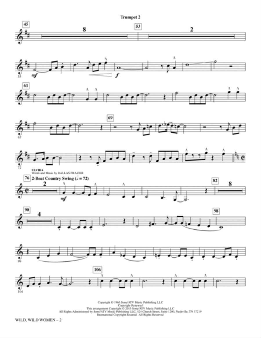 Wild, Wild Women - Bb Trumpet 2 Choir scores gallery preview page 2
