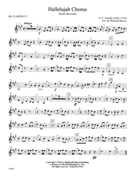 Hallelujah Chorus from Messiah: 1st B-flat Clarinet