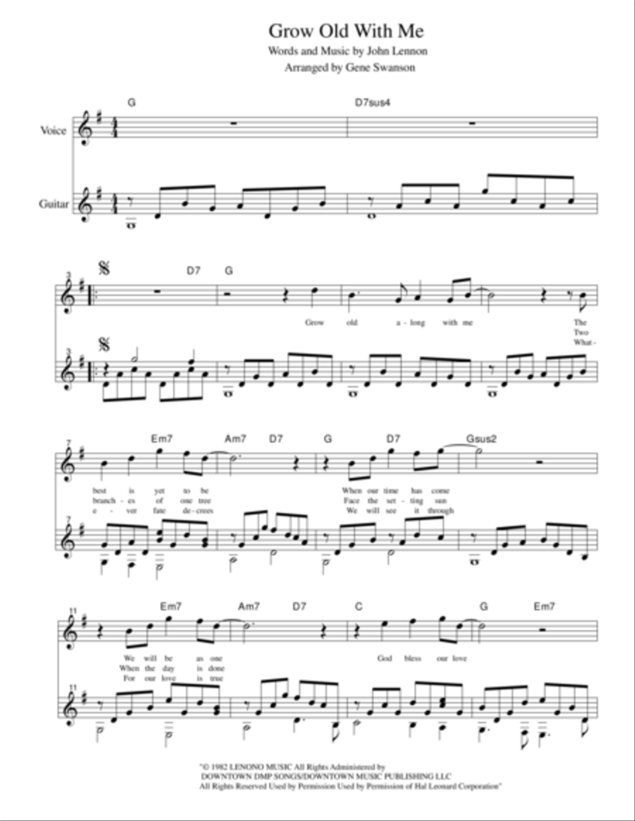 Grow Old With Me Guitar scores gallery preview page 1