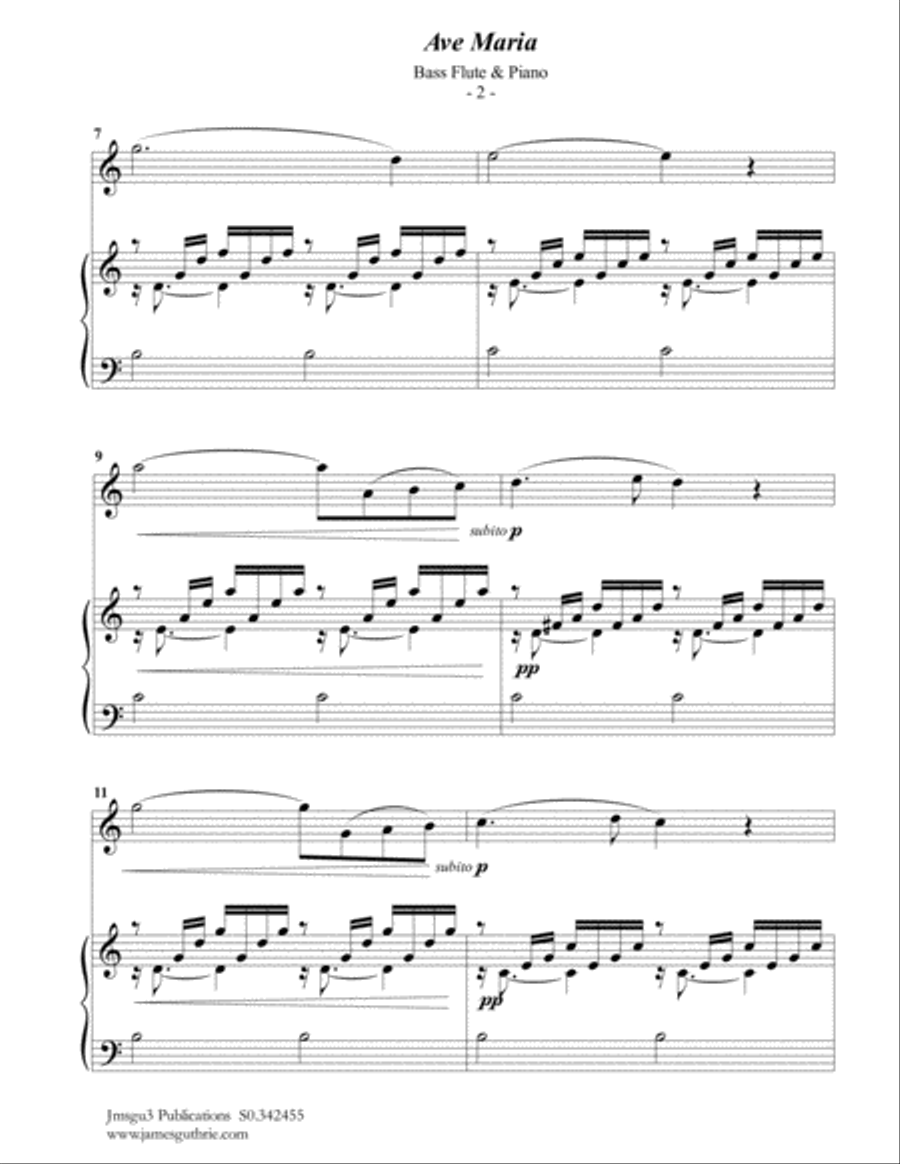 Bach-Gounod: Ave Maria for Bass Flute & Piano Flute Solo scores gallery preview page 2