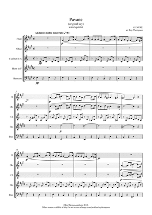 Faure: Pavane Op.50 (original key) - wind quintet