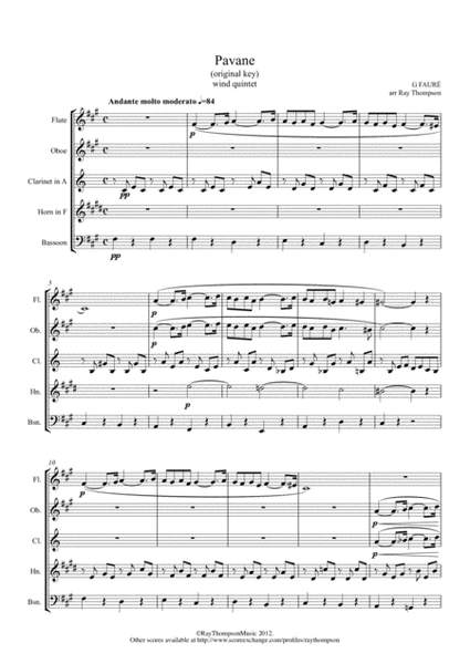 Faure: Pavane Op.50 (original key) - wind quintet image number null