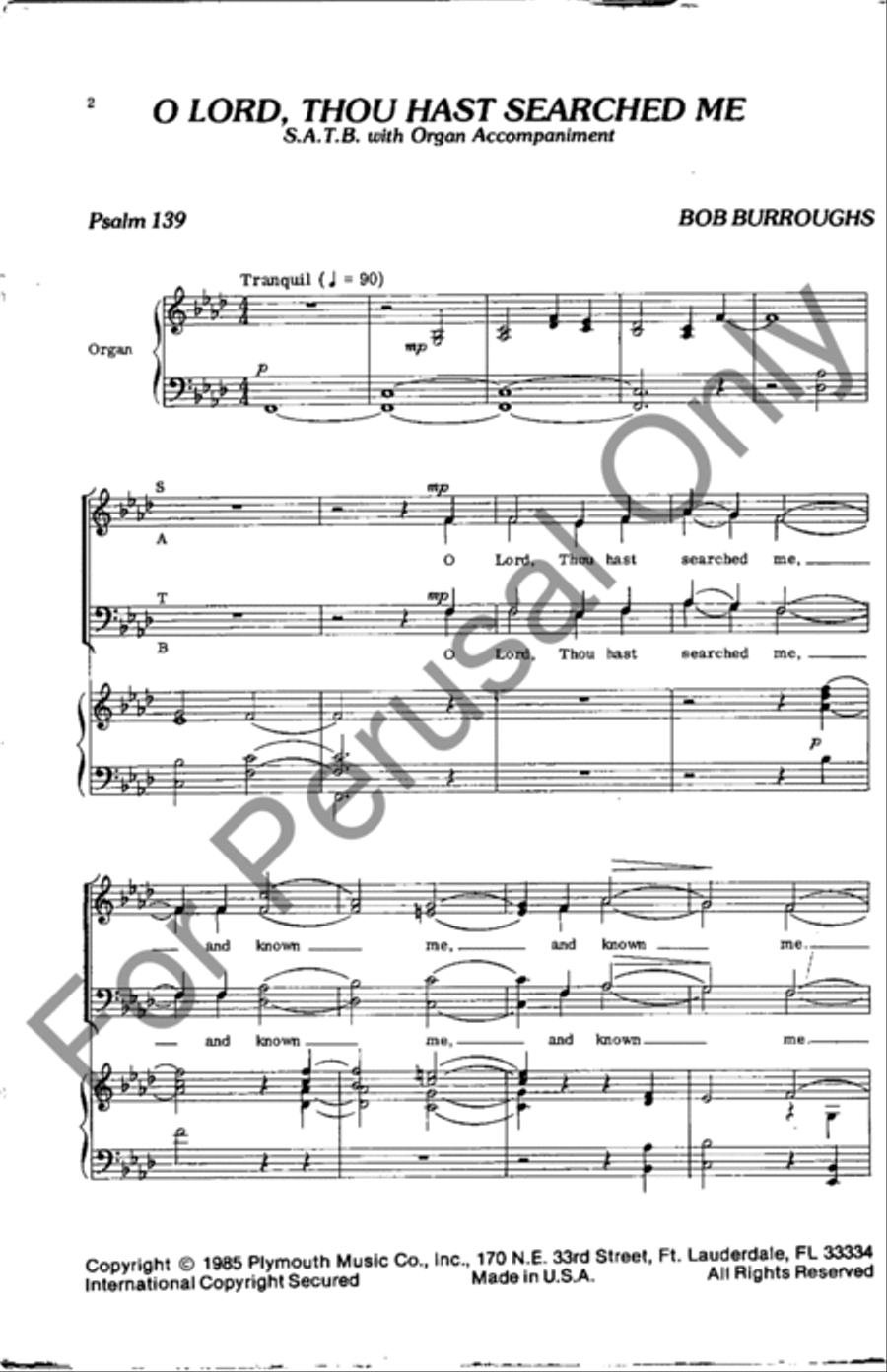 O Lord, Thou Has Searched Me Out 4-Part scores gallery preview page 2