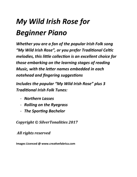 My Wild Irish Rose for Beginner Piano